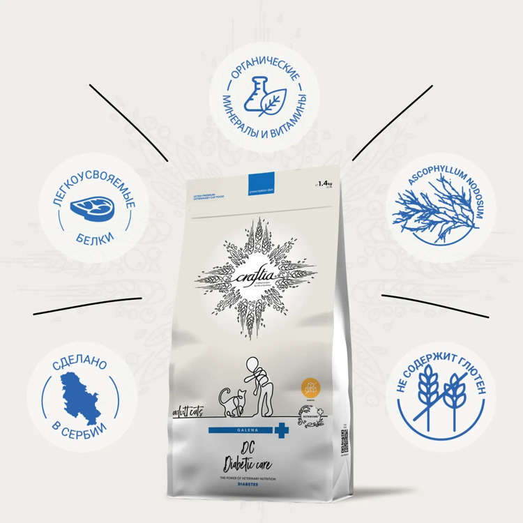 Ветеринарная диета CRAFTIA GALENA CAT DIABETIC CARE Диабетик для кошек при сахарном диабете 1,4 кг